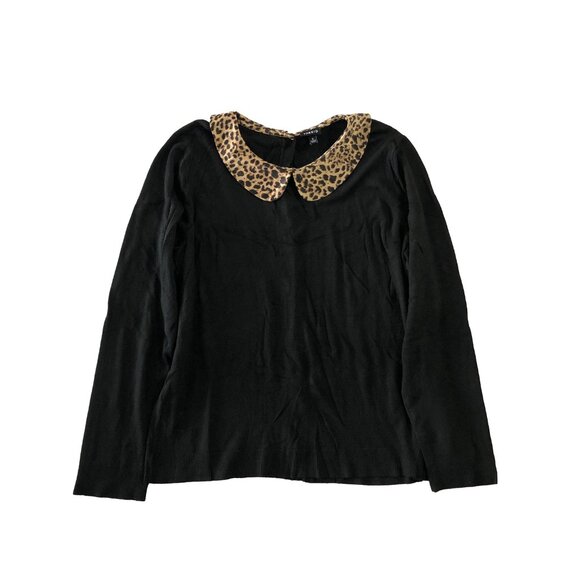 Torrid Womens Size 3 Black Long Sleeve Leopard Print Collar Sweater - Picture 1 of 7